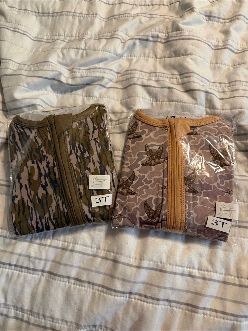 Kids 3T Zippered Pajama Sleep Sack - Neutral Camo & Bird Prints